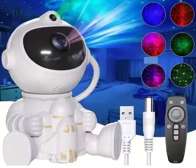 Proyector espacial de astronauta, lámpara LED de techo de nebulosa estrellada para dormitorio,