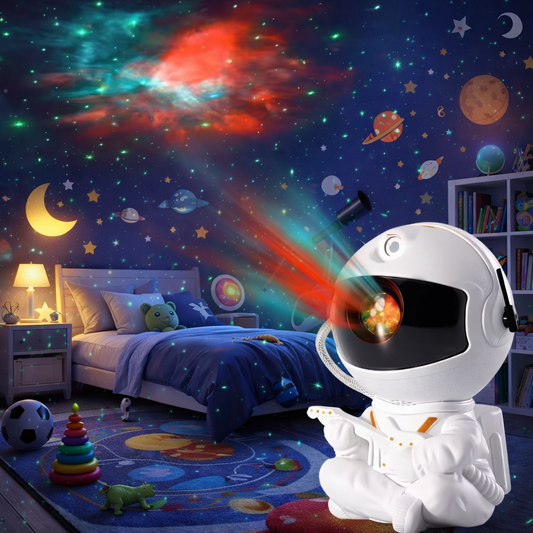 Proyector espacial de astronauta, lámpara LED de techo de nebulosa estrellada para dormitorio,